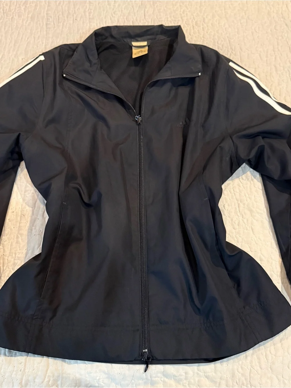adidas Black Windbreaker with White Three-Stripes